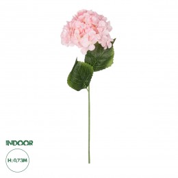 GloboStar® Artificial Garden PINK HYDRANGEA BRANCH 21143 Τεχνητό Διακοσμητικό Κλαδί Ροζ Ορτανσία Y73cm