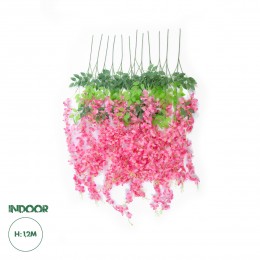 GloboStar® Artificial Garden HOT PINK WISTERIA FLOWER BRANCH 21512 Σετ 12 Τεχνητά Διακοσμητικά κλαδιά Βιστέριας Έντονο Ροζ Φ45 x Υ120cm