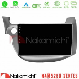 Nakamichi Nam5260 Series 4core Android12 4+64gb Honda Jazz 2009-2013 Navigation Multimedia Tablet 10 με Carplay &Amp; Android Auto u-n44-Hd0197