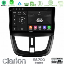 Clarion Gl700 Series 8core Android13 4+64gb Peugeot 207 Navigation Multimedia Tablet 9 με Carplay &Amp; Android Auto u-gl7-Pg0688