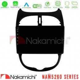 Nakamichi Nam5260 Series 4core Android12 4+64gb Peugeot 206 Navigation Multimedia Tablet 9 με Carplay &Amp; Android Auto u-n44-Pg0540