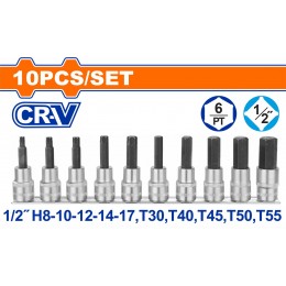 WADFOW ΣΕΤ ΚΑΡΥΔΑΚΙΑ ΑΛΛΕΝ+TORX 1/2" 10ΤΕΜ (WST1412)