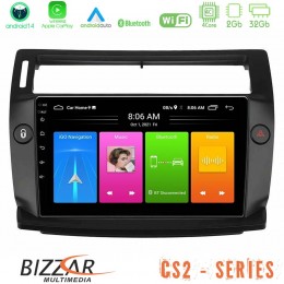 Bizzar cs2 Series 4core Android14 2+32gb Citroen c4 2004-2010 Navigation Multimedia Tablet 9" (Μαύρο Χρώμα) με Carplay & Android Auto u-cs2-Ct0812b