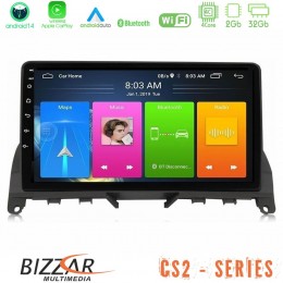 Bizzar cs2 Series 4core Android14 2+32gb Mercedes c Class W204 Navigation Multimedia Tablet 9" με Carplay & Android Auto u-cs2-Mb0842