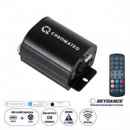 GLOBOSTAR® SKYDANCE-CHROMATEQ 71579 USB-C σε DMX512 Interface 128 Κανάλια XLR3 DC 5V IP40 - Ασύρματο Χειριστήριο IR - Μ7.8 x Π5 x Υ3.8cm - 5 Χρόνια Εγγύηση