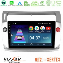 Bizzar nd2 Series 8core Android14 2+32gb  Citroen c4 2004-2010 Navigation Multimedia Tablet 9" με Carplay & Android Auto u-nd2-Ct0812