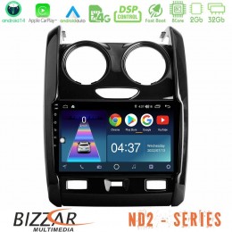 Bizzar nd2 Series 8core Android14 2+32gb  Dacia Duster 2014-2018 Navigation Multimedia Tablet 9" με Carplay & Android Auto u-nd2-Dc0430