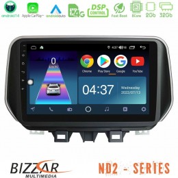 Bizzar nd2 Series 8core Android14 2+32gb  Hyundai Tucson 2019-&Gt; Navigation Multimedia Tablet 9" με Carplay & Android Auto u-nd2-Hy0504