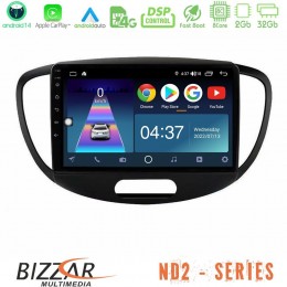 Bizzar nd2 Series 8core Android14 2+32gb  Hyundai i10 2008-2014 Navigation Multimedia Tablet 9" με Carplay & Android Auto u-nd2-Hy0551