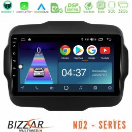 Bizzar nd2 Series 8core Android14 2+32gb  Jeep Renegade 2015-2019 Navigation Multimedia Tablet 9" με Carplay & Android Auto u-nd2-Jp134