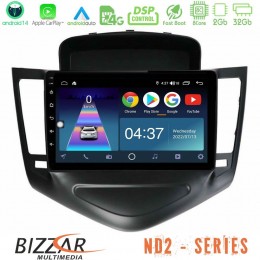 Bizzar nd2 Series 8core Android14 2+32gb     Chevrolet Cruze 2009-2012 Navigation Multimedia Tablet 9"  με Carplay & Android Auto (Μαύρο) u-nd2-Cv0045