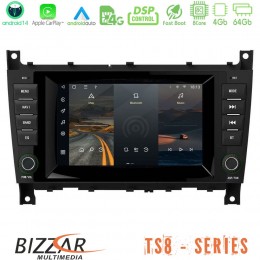 Bizzar Mercedes C/clk Class (W203/w209) Facelift 8core Android14 4+64gb Navigation Multimedia Deckless 7" με Carplay/androidauto (Oem Style) u-ts8-Mb17