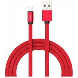 V-TAC Καλώδιο Ύφασμα USB- Micro USB 1 μέτρο Κόκκινο Ruby Series 8497